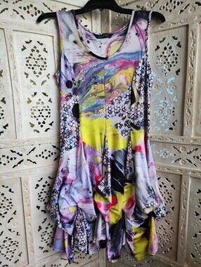 NWOT Tango Mango Abstract Dress- XS- Adjustable Length- Ruffle To Straight